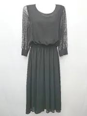 ◇ LACE LADIES レースレディース 七分袖 膝下丈 ワンピース サイズS ブラック レディース P  【1406110000142】のサムネイル