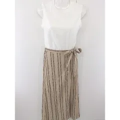 ◇ AZUL BY MOUSSY ストライプ ノースリーブ ロング ブラウジング ラップ ワンピース サイズ M ベージュ マルチ レディース  【中古】 【1203300000605】