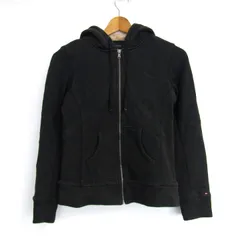トミーヒルフィガー パーカー トップス ジップアップ スウェット 裏ボア レディース S/Pサイズ ブラック TOMMY HILFIGER 【中古】