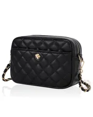 [MARIYU] ショルダーバッグ レディース 斜めがけ 肩掛け ミニバッグ 小さめ 鞄 (ブラック（付属ストラップ：チェーンのみ、留具：フラワーボタン）) [ブラック（付属ストラップ：チェーンのみ、留具：フラワーボタン）]