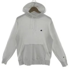 チャンピオン CHAMPION ベーシック スウェットパーカー C3-C118 ロゴ刺繍 長袖 プルオーバー コットン ホワイト 白 X-LARGE