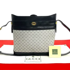 極 美品 オールドグッチ マイクロ GG レザー ショルダーバッグ ネイビー GUCCI - 美品 GUCCI オールドグッチ マイクロ GG ショルダー