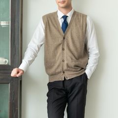 【新品未使用】カシミヤ 100％ ベスト メンズ 前開き Vネック Lサイズ ブラック ブラウン プレゼント ニット 冬 カシミヤニット トップス カシミア ボタン 男性 父の日 彼氏 夫 学生 ビジネス