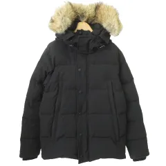 カナダグース CANADA GOOSE WYNDHAM PARKA ウィンダム パーカ ダウンジャケット アウター ファー付き ロゴ 刺繍 S 黒 ブラック ■U90 メンズのサムネイル