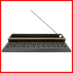 【累計1万本突破】蘭香堂 お香立て 線香立て 香炉 お香置き 線香皿 横置き香炉【真鍮製香立付き 難燃綿付き 陶器製 おしゃれなお香立 香皿】(ダークブラウン)