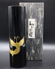 輪島塗 花器 鶴蒔絵 木製 共箱付 - メルカリ