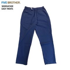 [2025年モデル] FIVE BROTHER ファイブブラザー 152590SS シアサッカー イージーパンツ SEERSUCKER メンズ 正規取扱店 NAVY S