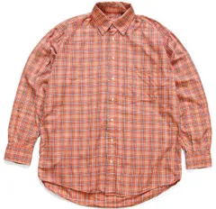 USA製 BURBERRY LONDON バーバリー タータンチェック ボタンダウン コットンシャツ L★ロンドン ユーロ 織り柄 オーバーサイズ