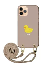 Galaxy S21 5G SC-51B SCG09 ギャラクシーS21 スマホケース スマホショルダー アヒル ワンポイント かわいい レザーベルト ストラップ 調節可能 130cm  カラー01