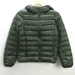 D■ユニクロ/UNIQLO ウルトラライトダウンジャケットJKT/フーディ【S】カーキ/LADIES/95【中古】■