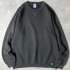 80s USA製 RUSSELL 無地 前V スウェット トレーナー L / 80年代 アメリカ製 ビンテージ ラッセル ブラック 黒 墨黒