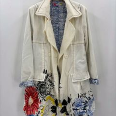 Desigual デシグアル アートコート ジャケット 花柄刺繍 ホワイト系 サイズ40