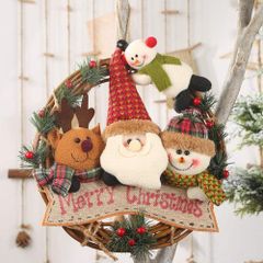 クリスマスリース クリスマス花輪 玄関 庭園 ドア ぶら下げ飾り Merry Christmas 雪だるま サンタクロース サンタクロース 立体感 玄関飾り かわいい ゴージャス 手作り ナチュラルリース 部屋 旅館 店舗飾り 装飾輪 お祝い 誕生日 贈り物 