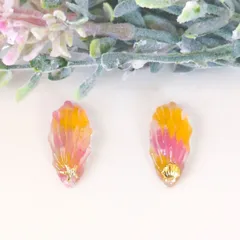 No.943　レジン　貝殻風　黄色系　マーメイド　ピアス　イヤリング　ハンドメイド