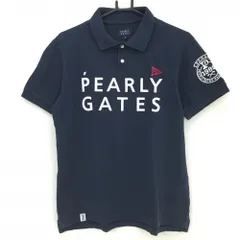 パーリーゲイツ 半袖ポロシャツ ネイビー×白 フェルトロゴ メンズ 5(L) ゴルフウェア PEARLY GATES