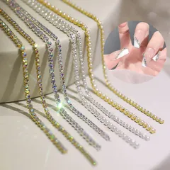 【在庫セール】9種類 ネイル チェーン 270cm ゴールド ネイルデコパーツ ネイル ストーン チェーン ラインストーンチェーン シルバー ゴールド 銀 細い カラーダイヤモンド ラインストーン パールとダイヤモンド アクセサリー