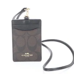 美品 コーチ ID ランヤード シグネチャー 63274 定期入れ IDカード レザー カードケース ブラウン 茶色 レディース MMM BK15-10【中古】