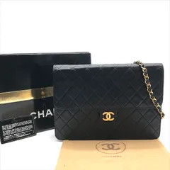 美品 CHANEL シャネル ココマーク プッシュロック ラムスキン マトラッセ チェーン ショルダー バッグ ブラック a7311