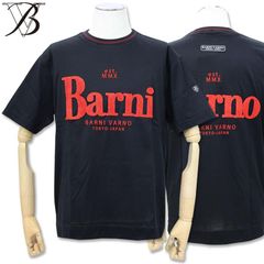 バーニヴァーノ 天竺 ロゴ サガラ 刺しゅう Tシャツ Lサイズ 黒/赤 BARNI VARNO BSS-OTH5228 春夏 25SS