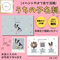 うちの子名刺【セミオーダー・両面カラー印刷100部】お気に入りのお写真で作るペット専用の名刺　愛犬　いぬ　ねこ　N-14