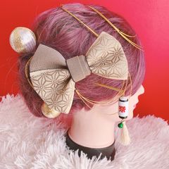 キツネ☆ミニお面☆単品☆お祭り髪飾り☆結婚式☆成人式髪飾り