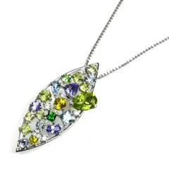 TASAKI タサキ K18WG ホワイトゴールド マルチストーン ネックレス  