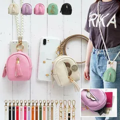 スマホケース ハード スマホショルダー 全機種対応 スマホカバー ケース 小銭入れ ミニポーチ ショルダーケース【クリアケース×タッセル付き マルチポーチ×ロングストラップ(レザー13色)】233