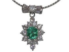 エメラルド ダイヤモンドネックレス  Pt900/850 8.05g 41cm GRJソーティング付き　Jewelry Emerald0.41ct DIa0.83ct Necklace