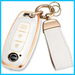 【★送料無料★】[Lcyam] 軽EV サクラ アリア新型エクストレイル キーカバースマートキーケース白いTPU製適合日産 2022 2023年SAKURAキーカバーアクセサリー パーツ(2ボタン)