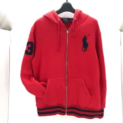 05w01065 ポロ バイ ラルフローレン Polo by Ralph Lauren  カスタムフィット  ジップパーカー  レッド L  メンズ  パーカー  コットン  【中古品】