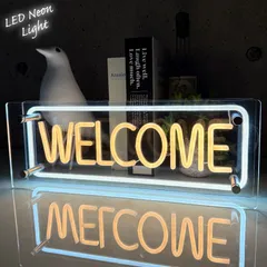 LEDネオンサイン ネオン管風 WELCOME インテリア ライト LED ネオンサイン 看板 サインボード 光る 光る看板 ネオン 部屋 玄関 子供部屋 カフェ バー 雑貨 アメリカ雑貨 アメリカン雑貨 ネオン管 ネオンチューブ 店舗用 NK-52GO