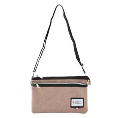 ☆ ベージュ ☆ ショルダーバッグ スマホポーチ サコッシュ ショルダーバッグ メンズ レディース ポリエステルキャンバス 斜めがけ 斜め掛け 軽い 軽量 小さめ コンパクト シンプル 無地 スマート カジュアル サコッシュバッグ ミニショルダー 3ルーム収納