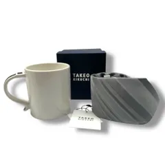 新品 未使用 タグ付き TAKEO KIKUCHI タケオキクチ 箱付 マグカップ  ネクタイ  シルクタイ Hand Made ２点セット 070-09188 灰色 グレー メンズ 通年 ゴーゴー古着久喜倉庫店 No.309