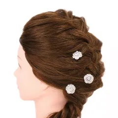 髪飾り 成人式 振袖 前撮り 袴 花 浴衣 夏祭り 花火大会 3点セット キラキラ シルバー 銀色 ラインストーン Uピン おしゃれ か No.9-4415