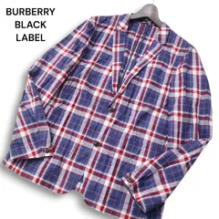 BURBERRY BLACK LABEL バーバリー ブラックレーベル 春夏 リネン混★チェック アンコン テーラード ジャケット Sz.L　メンズ