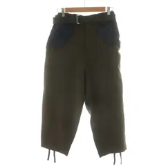 サカイ sacai ウエスト切替ベルテッドウールクロップドパンツ ジッパーフライ 0 XS カーキ 21-02662M /AN9のサムネイル