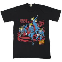 【土日も発送】 ソニックユース SONIC YOUTH 無敵戦隊 ヴィンテージ 復刻 ロックTシャツ Tシャツ バンドTシャツ  メンズ レディース ウォッシュ加工 ブラック 黒