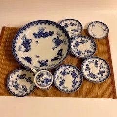 ★有田焼・鍋島焼 華山窯★唐子★染付き★大皿１ 小皿５ 醤油差し１ 付け皿小１★未使用★