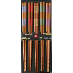 【人気商品】22.5cm 5膳 セット 滑り止め加工 来客用 竹製 箸 スス竹 巻 若狭塗 日本製 265045