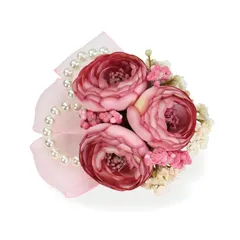 [クレインズコレクション] 日本製 三つ花ラナンキュラス コサージュ ブローチ クリップ 2WAY フォーマル 入学式 卒業式 入園式 卒園式 結婚式 発表会 演奏会 パール & リボン 自社生産 (モーブピンク)