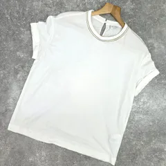 ★【Brunello Cucinelli/ブルネロクチネリ】モニーレ 半袖 Tシャツ カットソー トップス 袖折り返し ホワイト L レディース PAWNSHOPRiZ  パウンショップリズのサムネイル