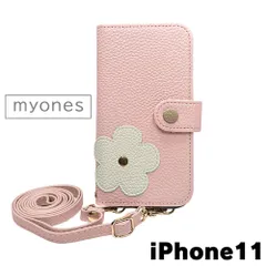 【新品未使用】 iPhone11 アイフォン11 スマホケース 手帳型 (色：サクラ) 斜めがけ スマホショルダー ストラップ付き 落下防止 カード収納 鏡付き ミラー くすみカラー myones-case024-iphone11-sakr
