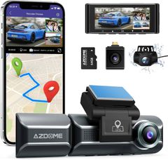 AZDOME ドライブレコーダー M550+ハードワイヤーキット(JYX02) セット 前後車内3カメラ ドライブレコーダー AZDOME M550 高画質 4K WiFi GPS搭載 駐車監視 WDR 暗視機能 常時 緊急録画 ドラレコ