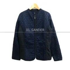 新品同様 ジルサンダー JIL SANDER パデッドジャケット キルティングジャケット ブルゾン 中綿 裾ドローコード ノーカラー ストレッチ レーヨン ネイビー サイズ34 レディースのサムネイル