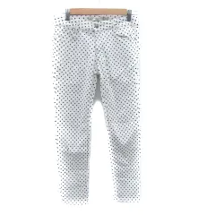 ザラ トラファルック ZARA Trafaluc スキニーパンツ アンクル丈 ドット柄 6 M オフホワイト 黒 ブラック /HO39 ■MO