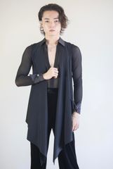 gentil ジャンティ HOMME 社交ダンス ウェア メンズ シャツ 襟付きメッシュシャツ×ドレープ ラテン　212736024