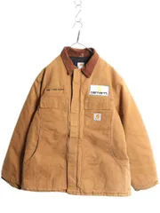 【お得なクーポン配布中!】 USA製 US企画 カーハート トラディショナル コート メンズ XL 程 ブラウン ダック ジャケット ブルゾン 中綿 キルティング ライナー 企業物