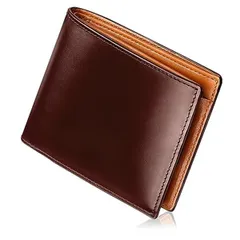 2月値上新品　フィーコ　メンズ　ブライドルレザー　二つ折り財布　チョコ×ネイビー折り財布