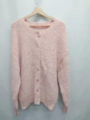 ◇ ⊇ mysty woman ミスティウーマン メランジ 長袖 ニット カーディガン サイズF ピンク系 レディース E  【1506250001464】