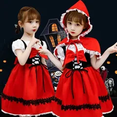 ハロウィン 衣装 子供コスプレ 未使用 女の子 赤頭巾ちゃん 仮装 コスプレ衣装 万聖節 変身 2点セット マント ワンピース キッズ ガールズ コスプレ ジュニア パーディー お遊戯会 文化祭 学園際 仮装舞会 xzzhang614